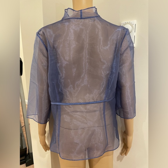 Silk organza over shirt in periwinkle - Picture 2 of 12